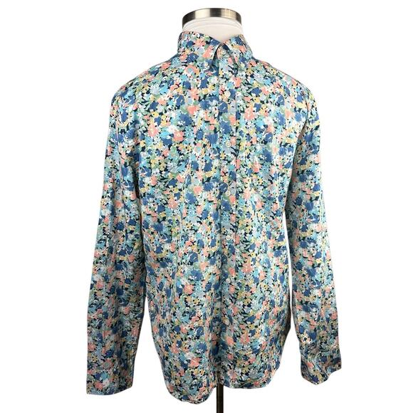 J. Crew Secret Wash Organic Cotton Poplin Shirt BG409 Slim Fit Floral Men's XL - Picture 14 of 15